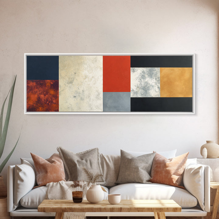 One Red Square Balanced Canvas Print, Minimalist Art, Abstract Painting, Living Room Decor, Fine Art, Minimal, MIN-3x1-98