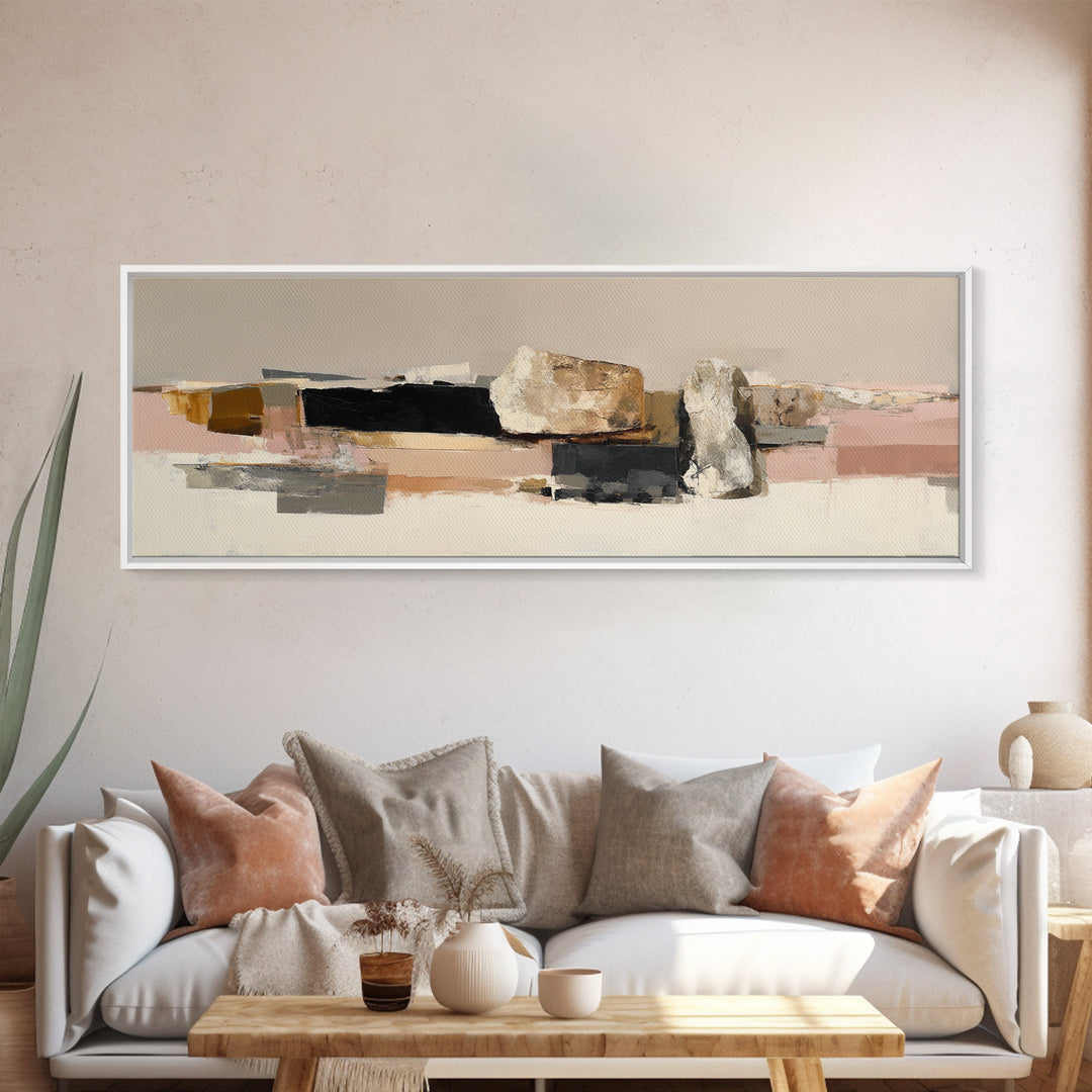 Quiet Stone Stack Framed Canvas Print, Minimalist Art, Art Print, Living Room Decor, Fine Art, Minimal, Abstract Wall Art, MIN-3x1-99