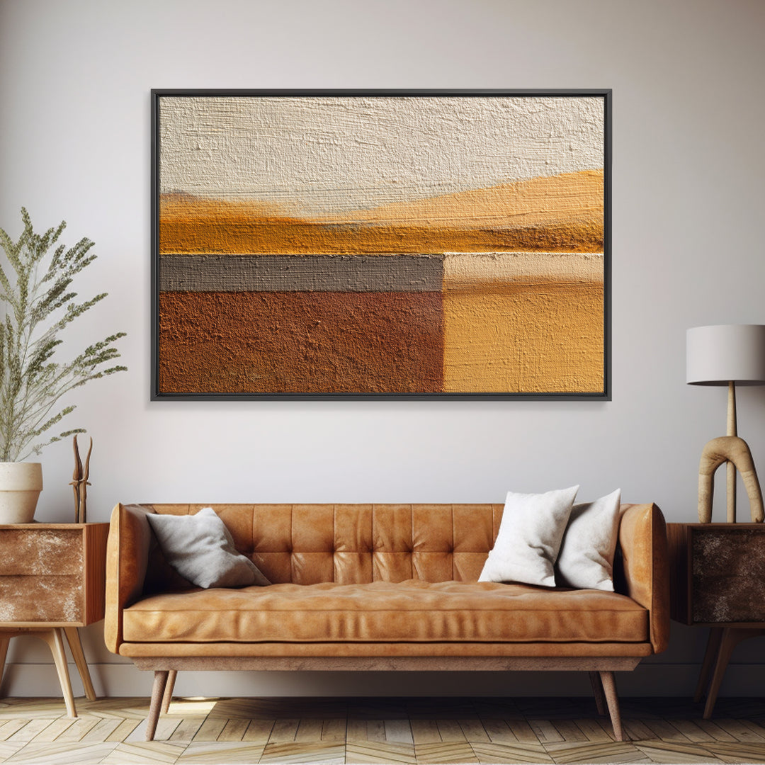Calm Rectangle Composition Framed Canvas Print, Minimalist Art, Wall Art, Living Room Decor, Oil Painting, Minimal, MIN-3x2-100