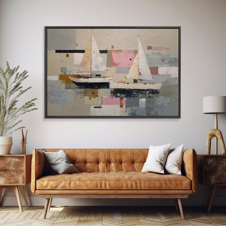 Tiny Sailboat under Open Sky Framed Canvas Print, Minimalist Art, Movie Poster, Living Room Decor, Fine Art, Minimal, MIN-3x2-18