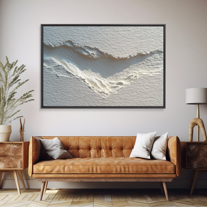 White on White Plaster Texture Study Framed Canvas Print, Minimalist Art, Unique Wall Art, Living Room Decor, Fine Art, Minimal, MIN-3x2-20