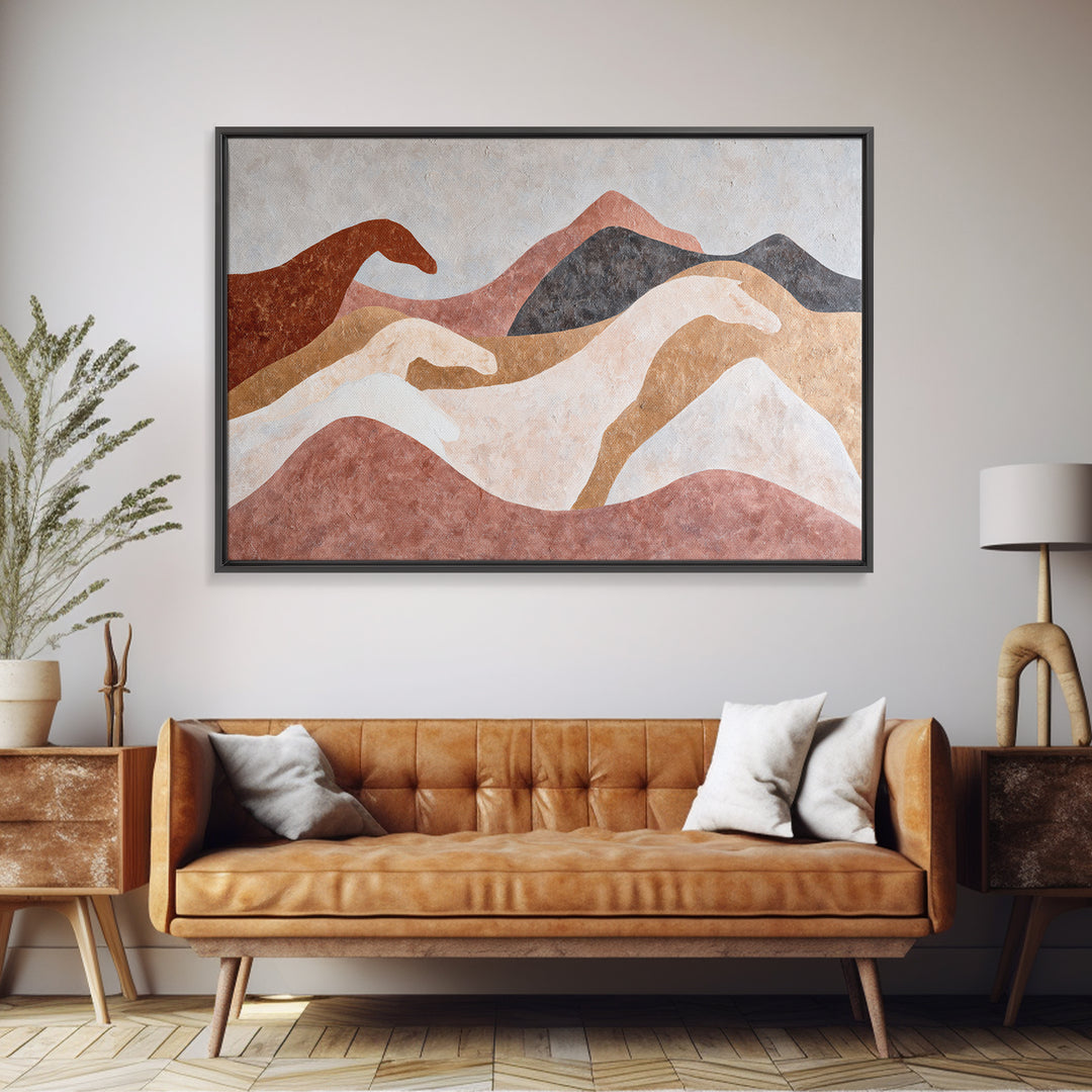Minimal Horse Contour Canvas Print, Minimalist Art, Boho, Living Room Decor, Oil Painting, Minimal, Abstract Painting, MIN-3x2-22