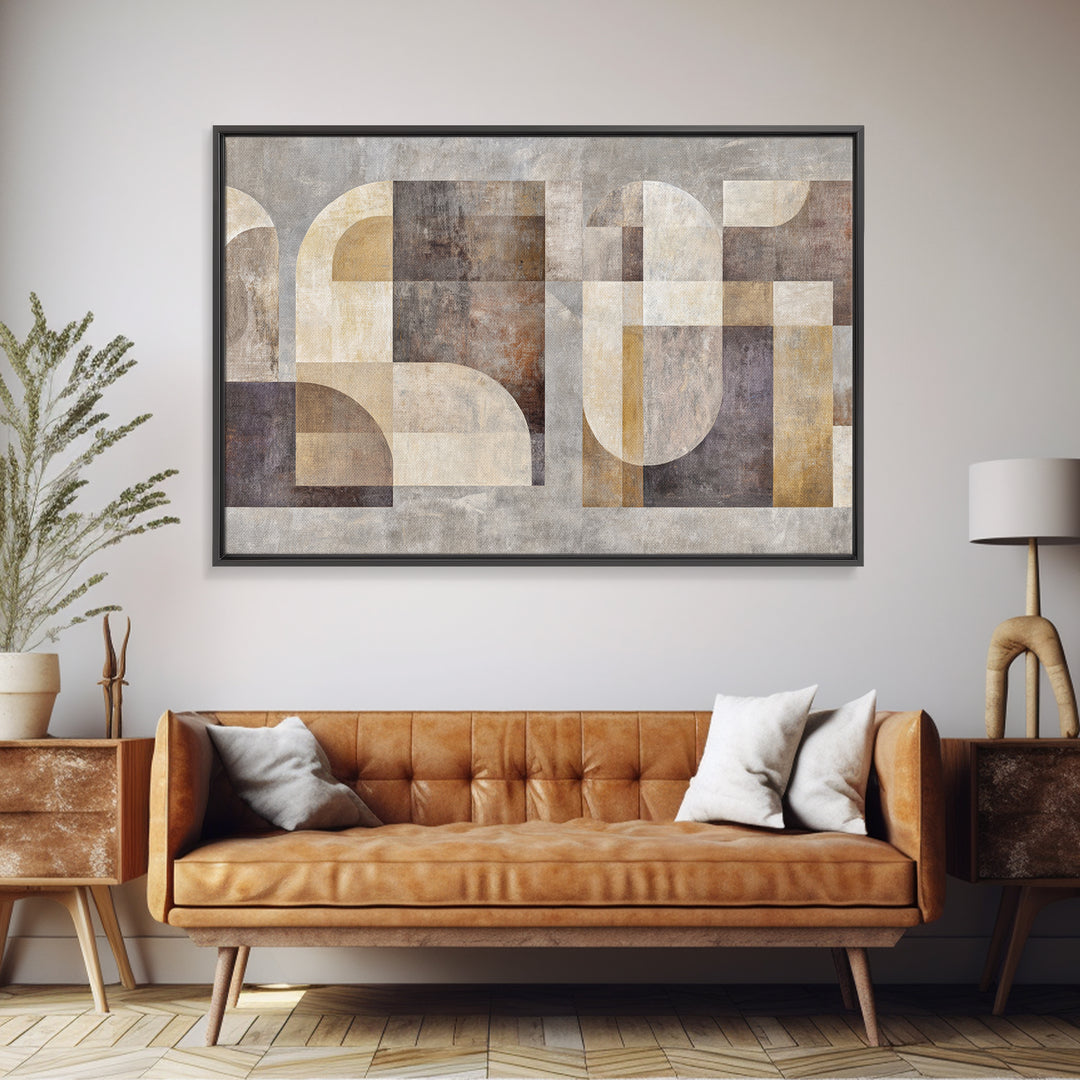 Two Overlapping Organic Shapes Framed Canvas Print, Minimalist Art, Abstract Painting, Living Room Decor, Fine Art, Minimal, MIN-3x2-23