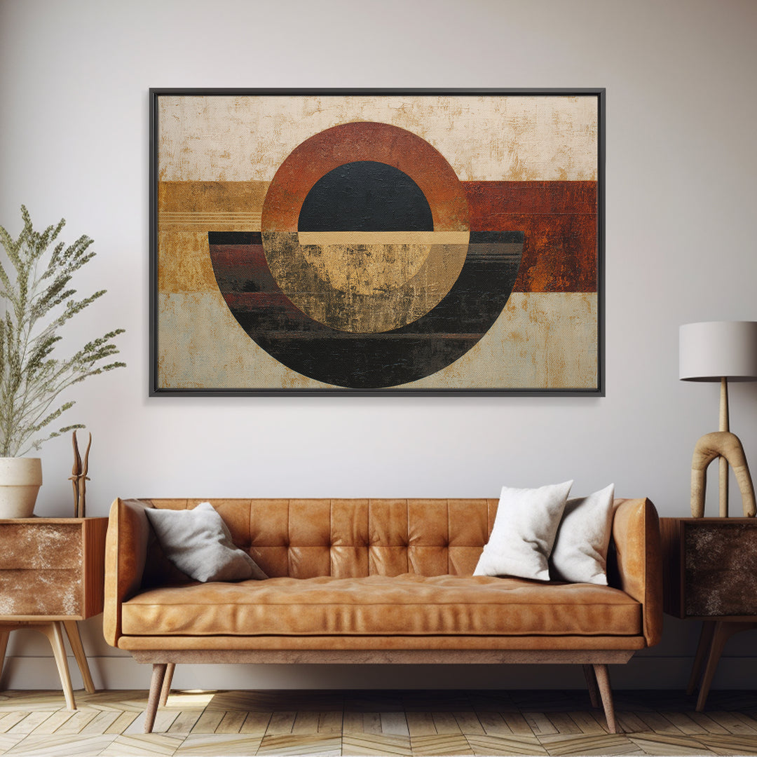 Single Black Circle on Warm Ivory Ground Canvas Print, Minimalist Art, Modern Decor, Living Room Decor, Fine Art, Minimal, MIN-3x2-29