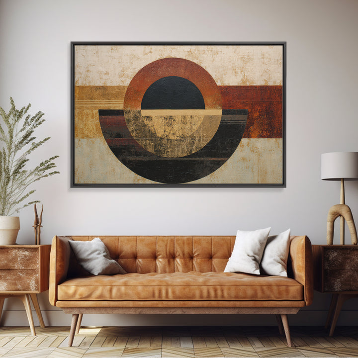 Single Black Circle on Warm Ivory Ground Canvas Print, Minimalist Art, Modern Decor, Living Room Decor, Fine Art, Minimal, MIN-3x2-29