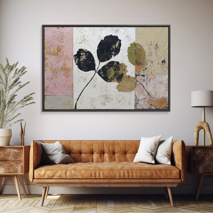 Minimal Branch Silhouette Framed Canvas Print, Minimalist Art, Statement Artwork, Living Room Decor, Fine Art, Minimal, MIN-3x2-31