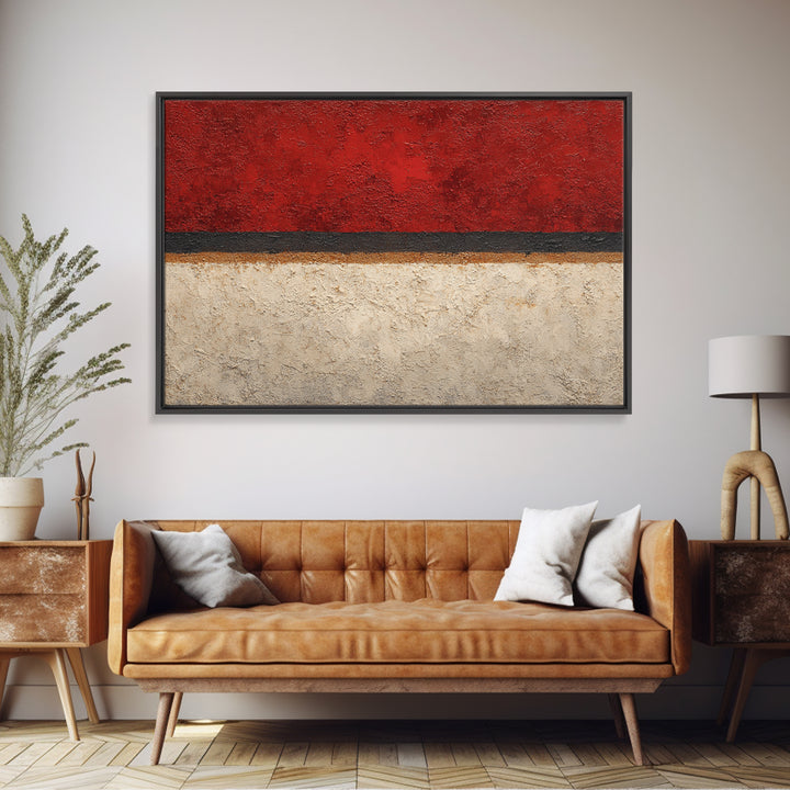 One Red Square Balanced Canvas Print, Minimalist Art, Digital Print, Living Room Decor, Fine Art, Minimal, Gallery Decor, MIN-3x2-38