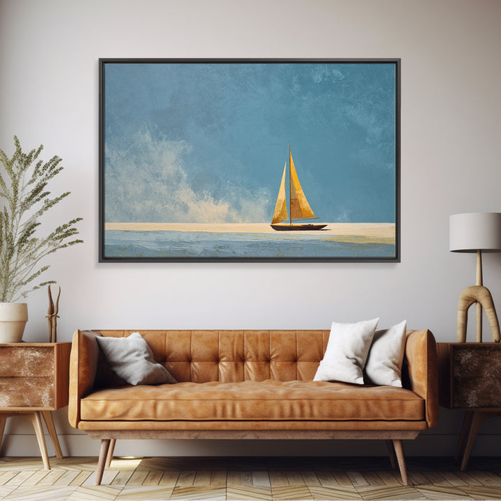 Tiny Sailboat under Open Sky Canvas Print, Minimalist Art, Printable Art, Living Room Decor, Fine Art, Minimal, Neutral Decor, MIN-3x2-42
