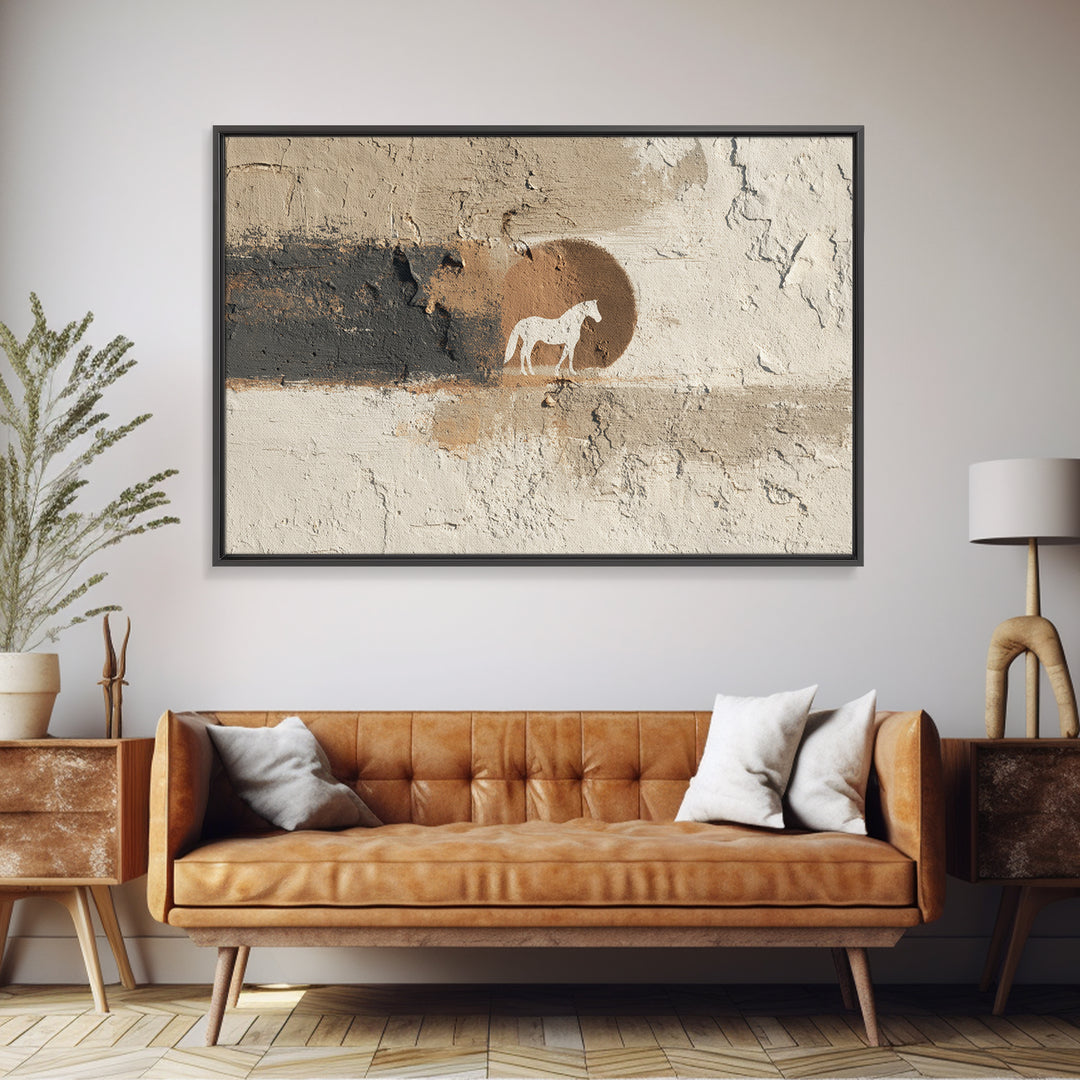 Minimal Horse Contour Framed Canvas Print, Minimalist Art, Living Room Decor, Fine Art, Minimal, Modern Decor, Fine Art Print, MIN-3x2-46