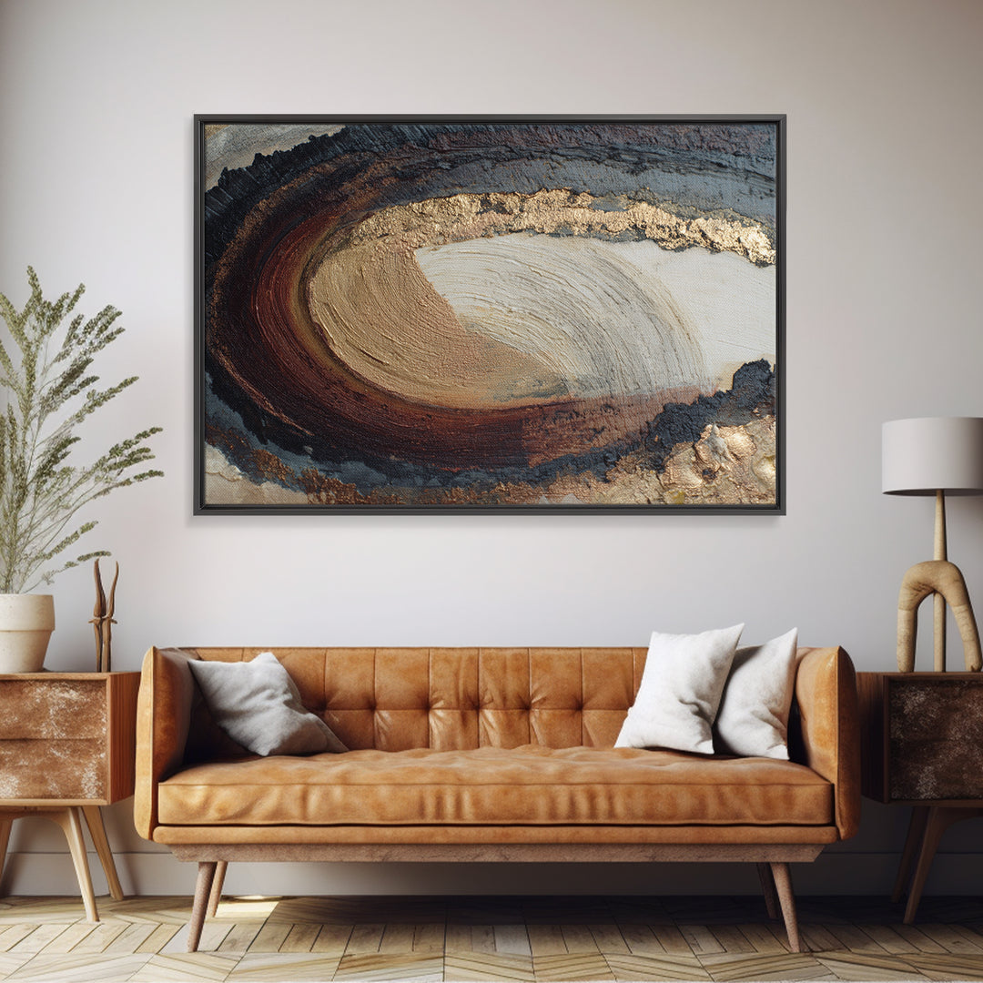 Single Brushstroke Circle Framed Canvas Print, Minimalist Art, Abstract Wall Art, Living Room Decor, Oil Painting, Minimal, MIN-3x2-50
