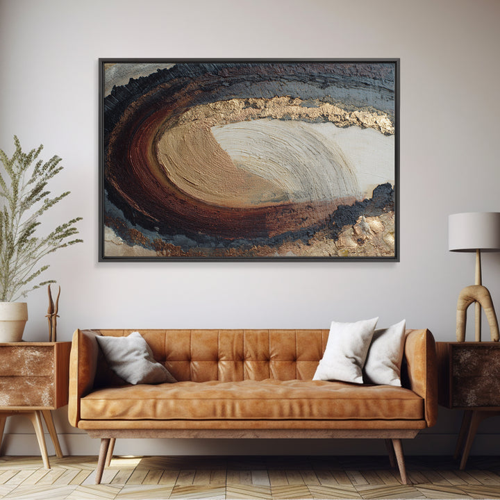 Single Brushstroke Circle Framed Canvas Print, Minimalist Art, Abstract Wall Art, Living Room Decor, Oil Painting, Minimal, MIN-3x2-50