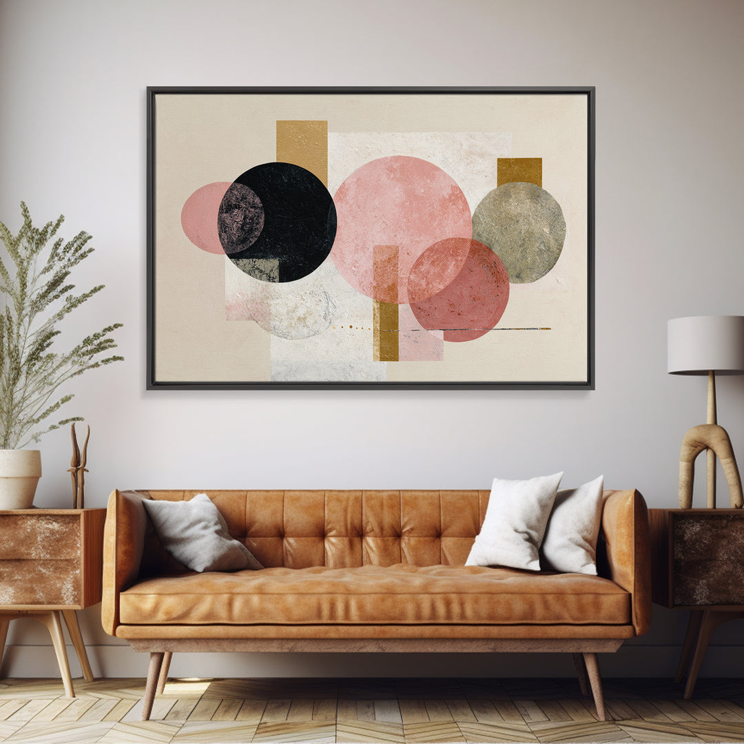 Single Black Circle on Warm Ivory Ground Canvas Print, Minimalist Art, Modern Decor, Living Room Decor, Fine Art, Minimal, MIN-3x2-53