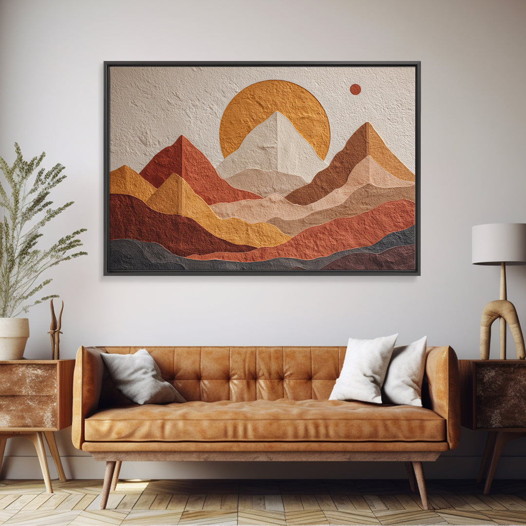 Thin Line Mountain Canvas Print, Minimalist Art, Boho Wall Art, Living Room Decor, Oil Painting, Minimal, Statement Artwork, MIN-3x2-54