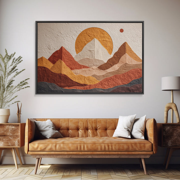 Thin Line Mountain Canvas Print, Minimalist Art, Boho Wall Art, Living Room Decor, Oil Painting, Minimal, Statement Artwork, MIN-3x2-54