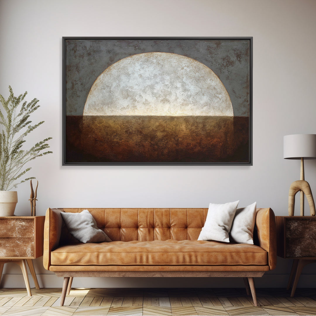 Monochrome Arch and Shadow Composition Framed Canvas Print, Minimalist Art, Textured Painting, Living Room Decor, Minimal, MIN-3x2-60
