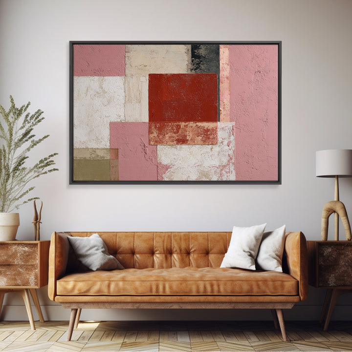 One Red Square Balanced Canvas Print, Minimalist Art, Digital Print, Living Room Decor, Fine Art, Minimal, Gallery Decor, MIN-3x2-62