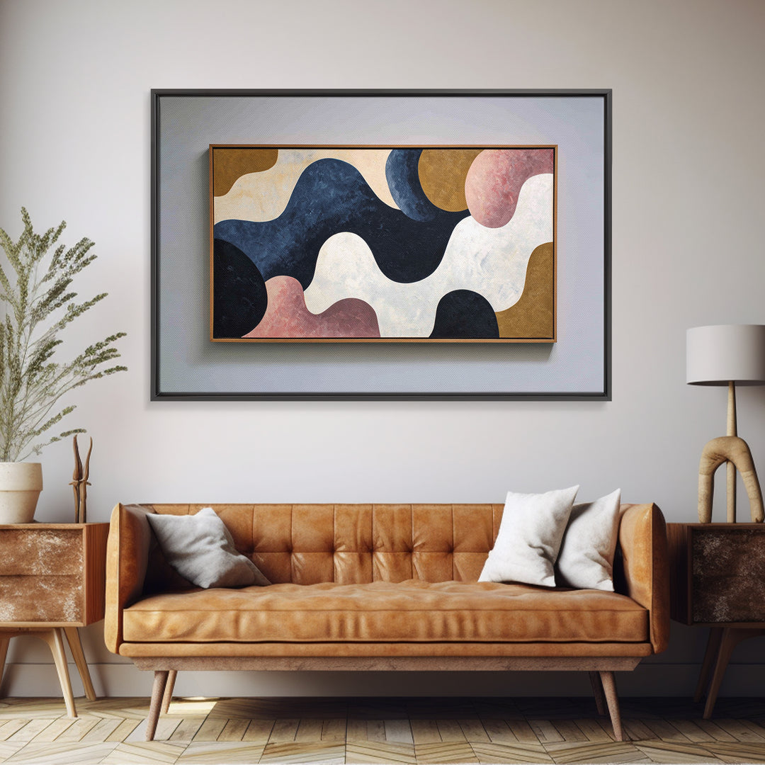 Minimal Abstract Wave Line Framed Canvas Print, Minimalist Art, Minimalist Wall Art, Living Room Decor, Abstract Art, Minimal, MIN-3x2-65