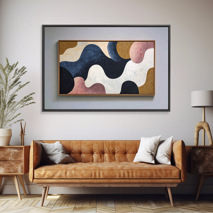 Minimal Abstract Wave Line Framed Canvas Print, Minimalist Art, Minimalist Wall Art, Living Room Decor, Abstract Art, Minimal, MIN-3x2-65