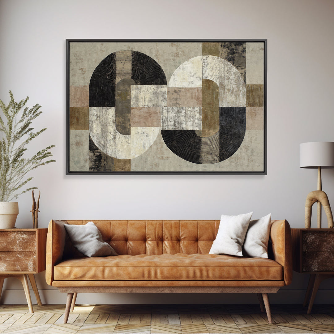 Two Overlapping Organic Shapes Framed Canvas Print, Minimalist Art, Minimalist Wall Art, Living Room Decor, Abstract Art, MIN-3x2-71