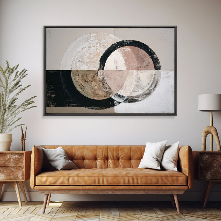 Single Brushstroke Circle Framed Canvas Print, Minimalist Art, Abstract Wall Art, Living Room Decor, Oil Painting, Minimal, MIN-3x2-74