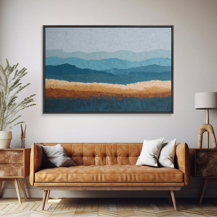 Simple Blue Horizon Framed Canvas Print, Minimalist Art, Modern Art, Living Room Decor, Fine Art, Minimal, Minimalist Decor, MIN-3x2-82