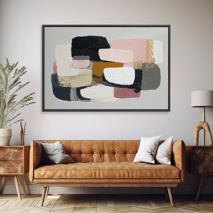 Quiet Stone Stack Framed Canvas Print, Minimalist Art, Poster, Living Room Decor, Fine Art, Minimal, Boho, Canvas Tote Bag, MIN-3x2-87