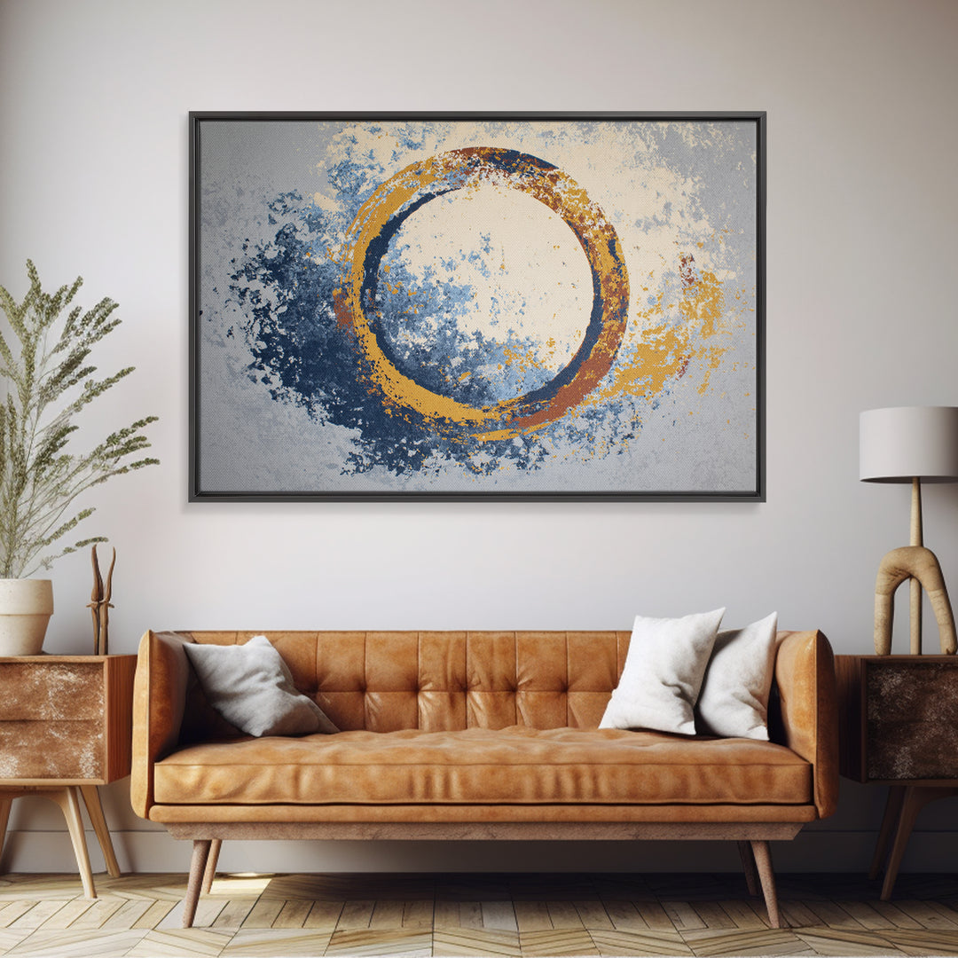Single Brushstroke Circle Canvas Print, Minimalist Art, Abstract Painting, Living Room Decor, Fine Art, Minimal, MIN-3x2-98