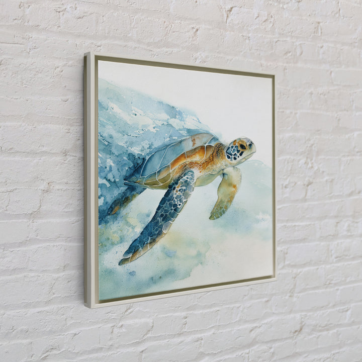 Sea Turtle Gliding Through Clear Blue Water Canvas Print, Marine Life Art, Coastal Home Decor, Living Room Decor, Marine, MLA-1x1-25