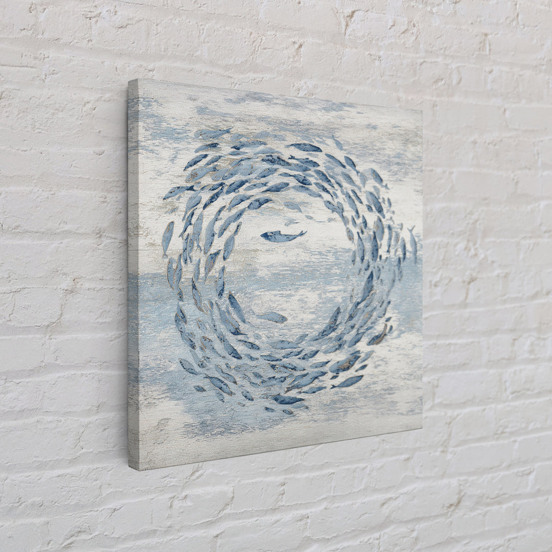 School of Fish Forming a Silver Spiral Canvas Print, Marine Life Art, Modern, Living Room Decor, Marine, Statement Artwork, MLA-1x1-76