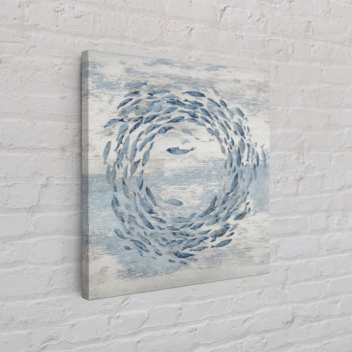 School of Fish Forming a Silver Spiral Canvas Print, Marine Life Art, Modern, Living Room Decor, Marine, Statement Artwork, MLA-1x1-76