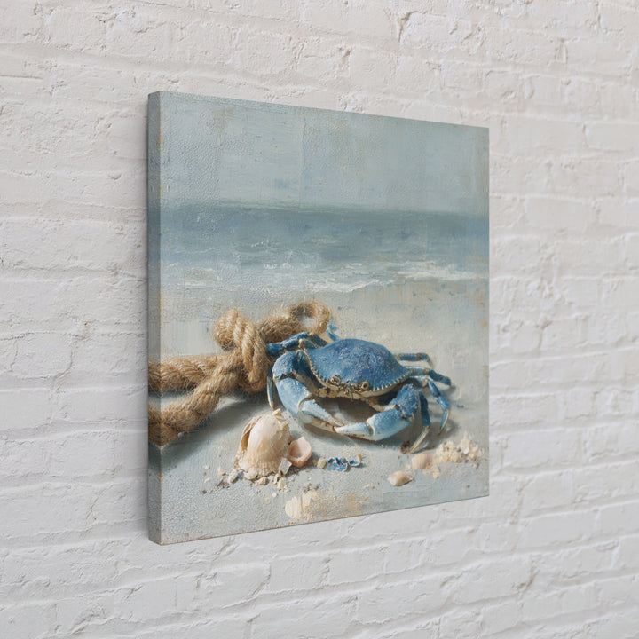 Blue Crab with Painterly Shell Texture Canvas Print, Marine Life Art, Modern, Living Room Decor, Oil Painting, Marine, MLA-1x1-82