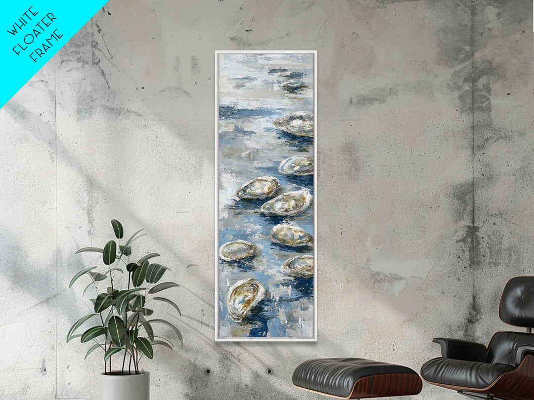 Oyster Shells with Pearly Highlights Canvas Print, Marine Life Art, Surf Poster, Living Room Decor, Fine Art, Marine, MLA-1x3-10
