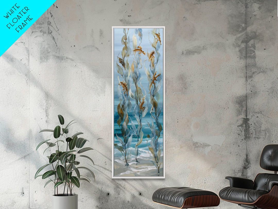 Sea Dragon Drifting Among Kelp Framed Canvas Print, Marine Life Art, Ocean Prints, Living Room Decor, Fine Art, Marine, MLA-1x3-53