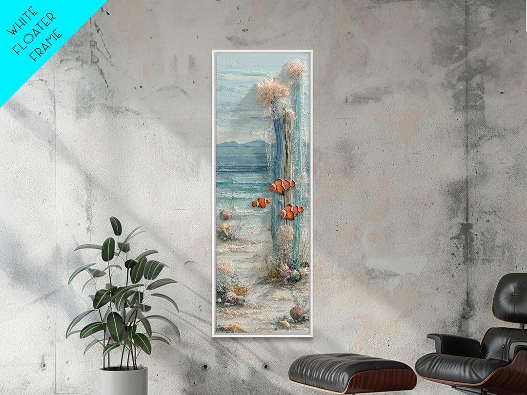 Clownfish Around Anemone Tentacles Canvas Print, Marine Life Art, Statement Artwork, Living Room Decor, Fine Art, Marine, MLA-1x3-56