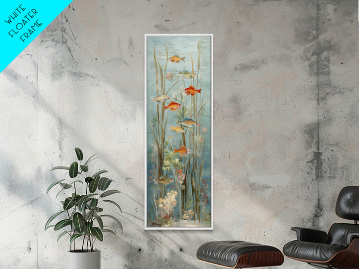 Coral Reef Panorama Framed Canvas Print, Marine Life Art, Pastel Wall Art, Living Room Decor, Oil Painting, Marine, MLA-1x3-69