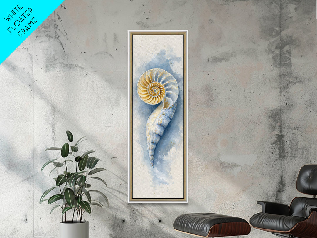Nautilus Shell Study Canvas Print, Marine Life Art, Coastal Decor, Living Room Decor, Fine Art, Marine, Fish Art, Ocean Decor, MLA-1x3-95