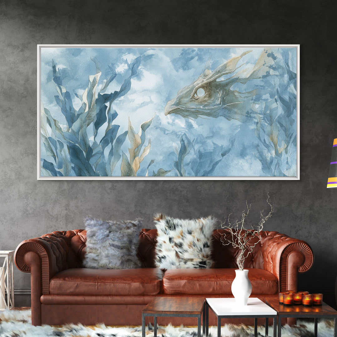 Sea Dragon Drifting Among Kelp Framed Canvas Print, Marine Life Art, Home Decor, Living Room Decor, Fine Art, Marine, MLA-2x1-13