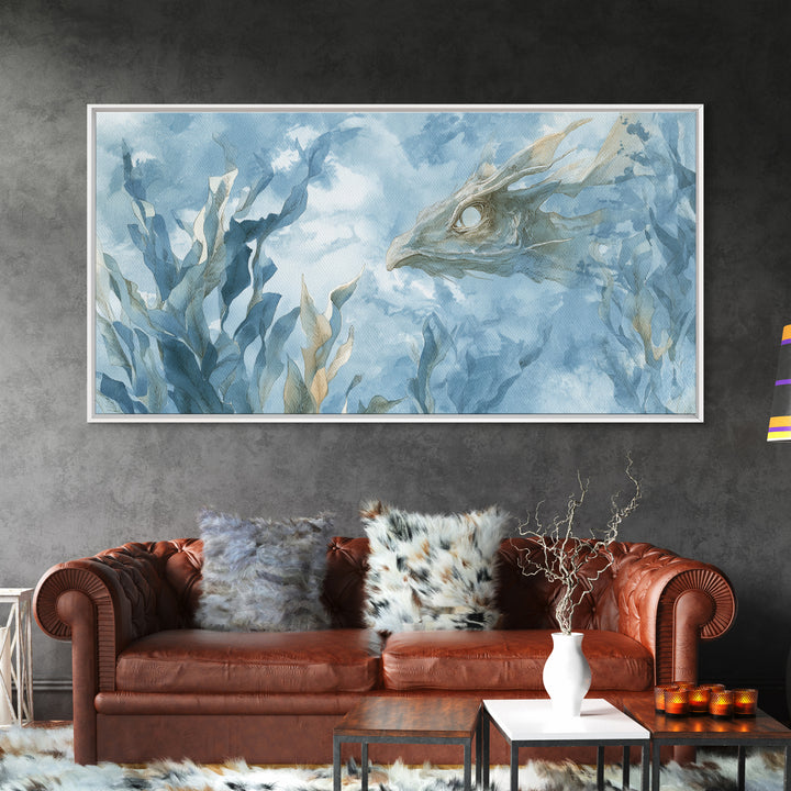 Sea Dragon Drifting Among Kelp Framed Canvas Print, Marine Life Art, Home Decor, Living Room Decor, Fine Art, Marine, MLA-2x1-13