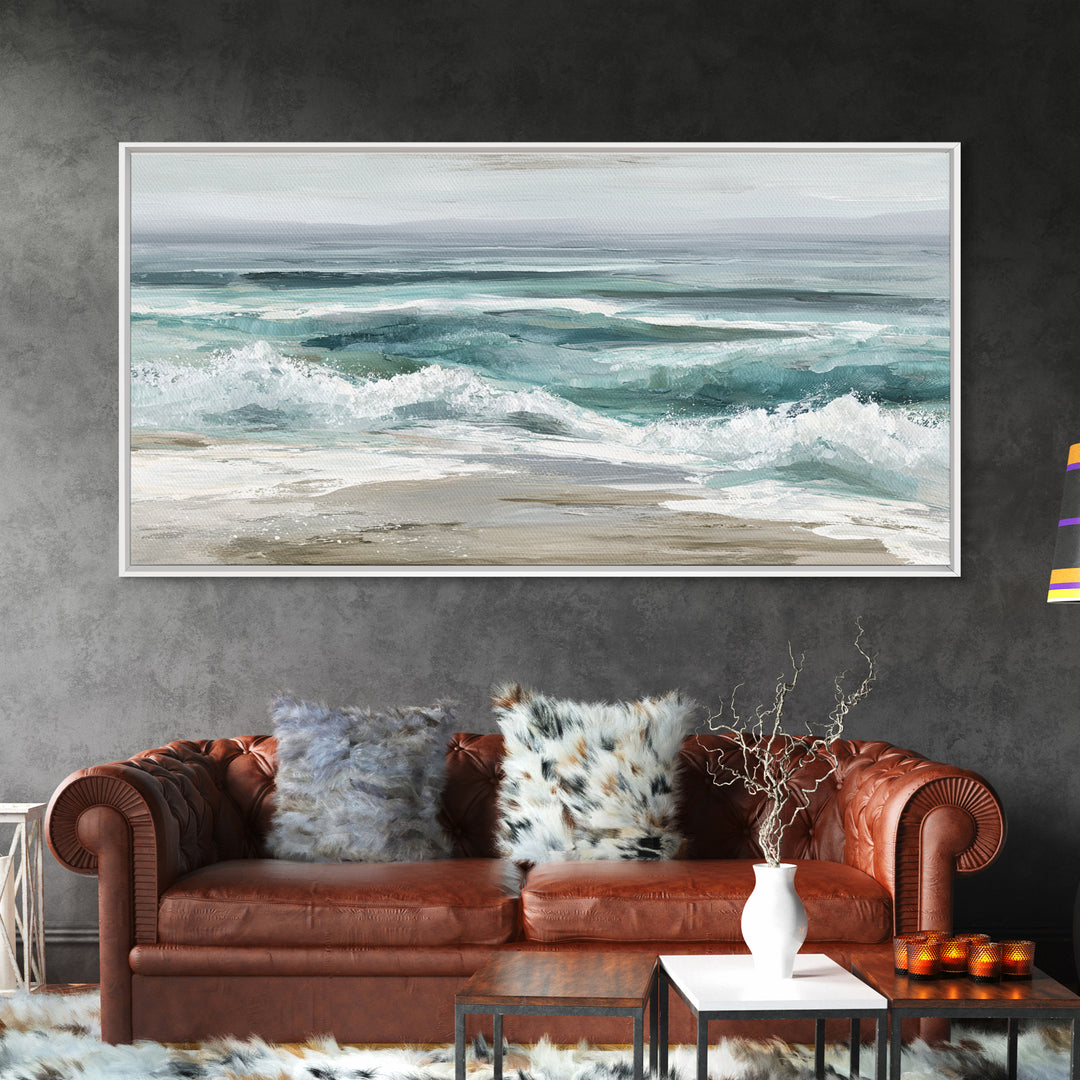 Orca Beneath Northern Lights Framed Canvas Print, Marine Life Art, Textured Painting, Living Room Decor, Fine Art, Marine, MLA-2x1-28