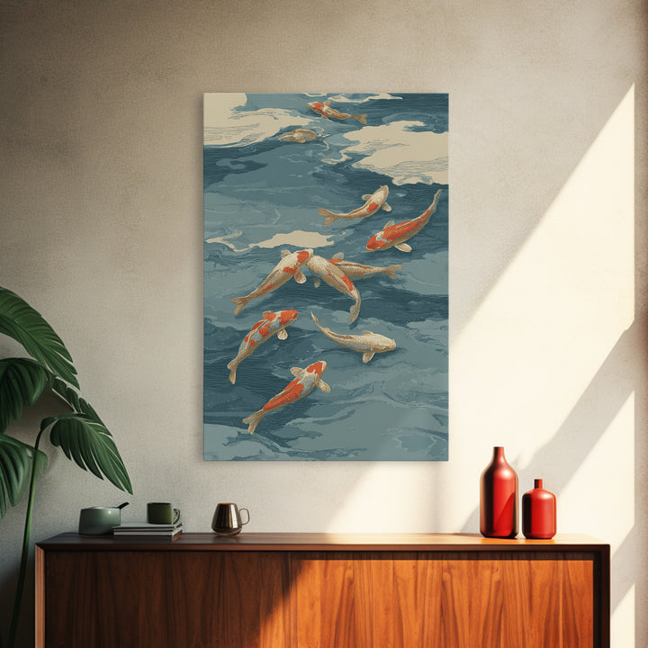 Koi Like Marine Fish Framed Canvas Print, Marine Life Art, Coastal Art, Living Room Decor, Fine Art, Marine, Ocean Prints, MLA-2x3-24