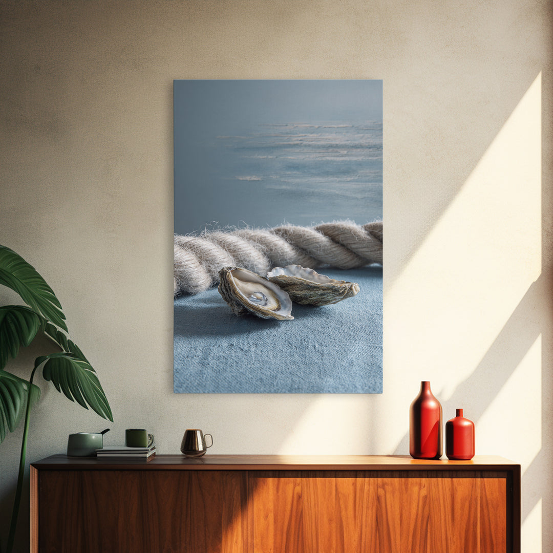 Oyster Shells with Pearly Highlights Canvas Print, Marine Life Art, Wall Decor, Living Room Decor, Fine Art, Marine, MLA-2x3-54