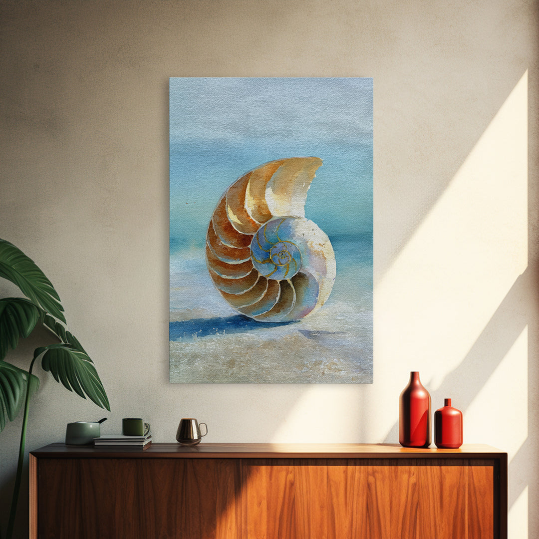 Nautilus Shell Study Canvas Print, Marine Life Art, Luxury Decor, Living Room Decor, Fine Art, Marine, Beach Decor, Coastal Art, MLA-2x3-91