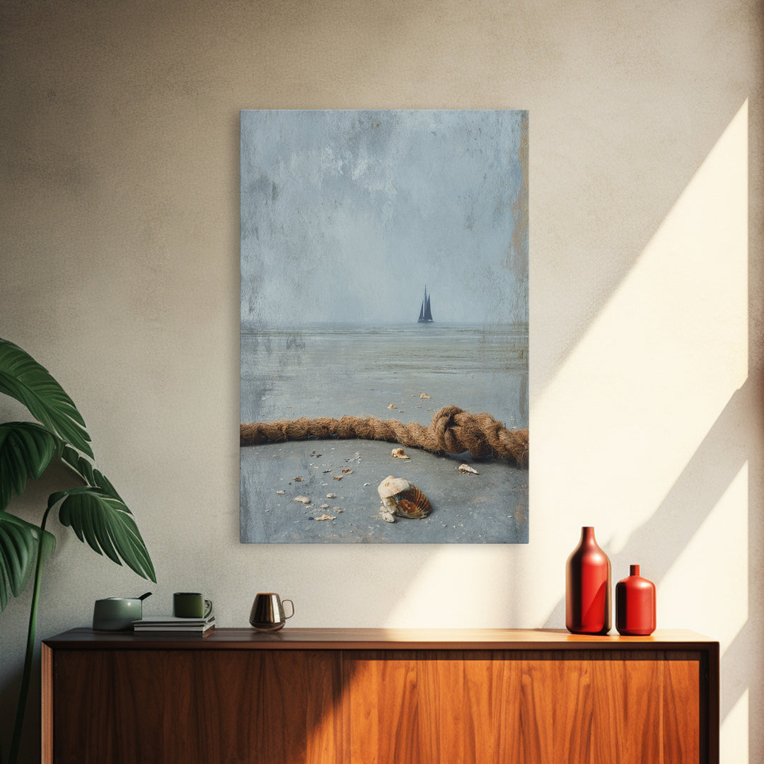 Shark Silhouette in Deep Blue Light Framed Canvas Print, Marine Life Art, Nautical Wall Art, Living Room Decor, Abstract Art, MLA-2x3-92