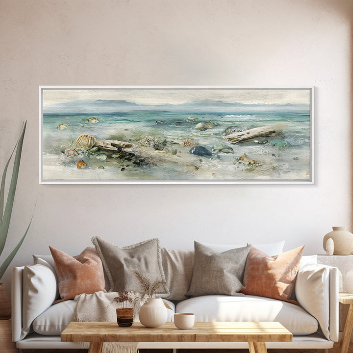 Coral Reef Panorama Canvas Print, Marine Life Art, Beach Decor, Living Room Decor, Abstract Art, Marine, Ocean Decor, MLA-3x1-25