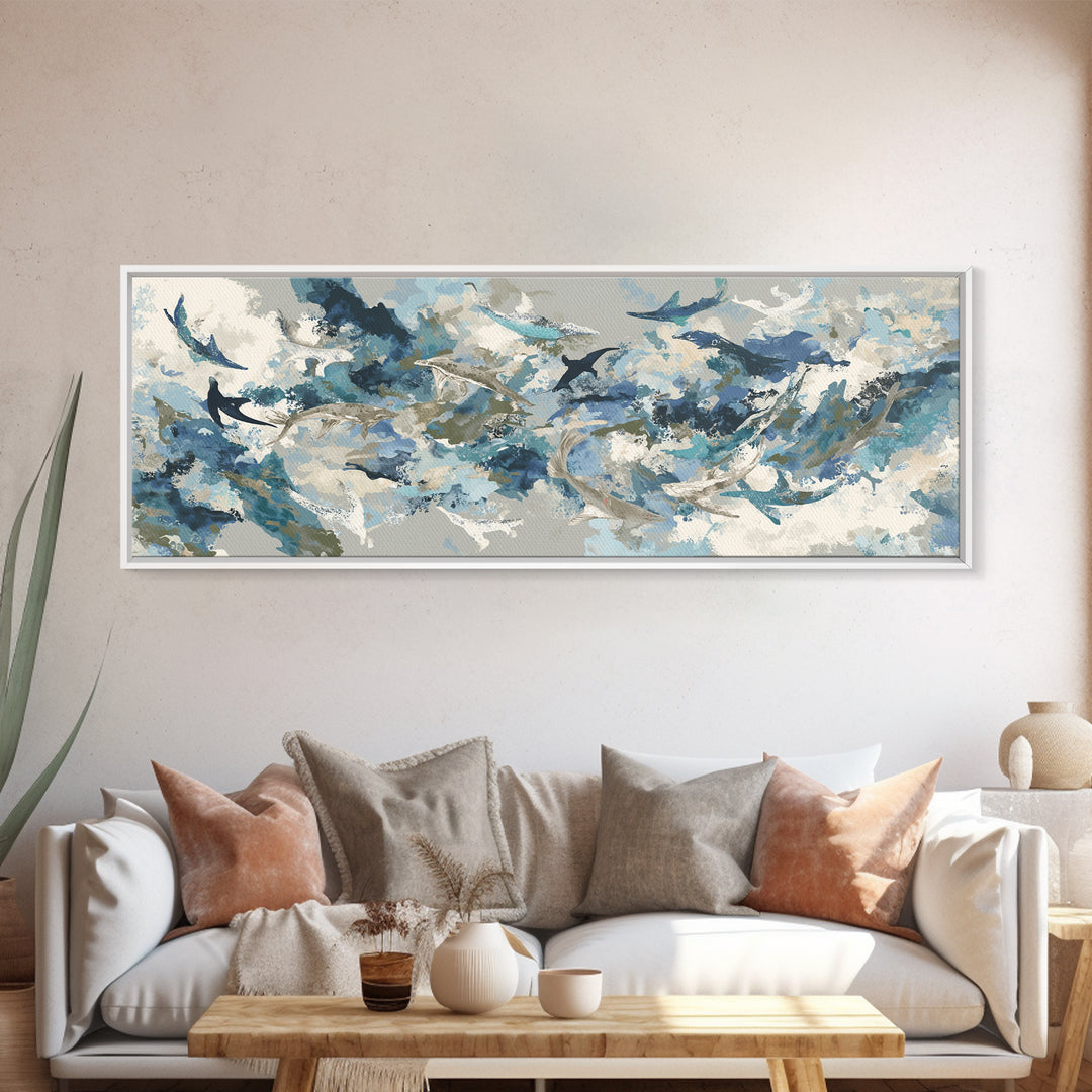 Sea Dragon Drifting Among Kelp Framed Canvas Print, Marine Life Art, Beach Prints, Living Room Decor, Fine Art, Marine, MLA-3x1-57