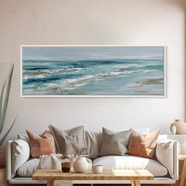Orca Beneath Northern Lights Framed Canvas Print, Marine Life Art, Textured Painting, Living Room Decor, Fine Art, Marine, MLA-3x1-72