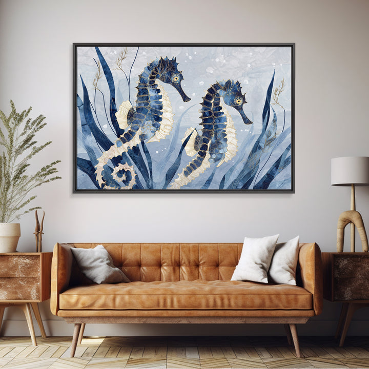Seahorse Pair Among Sea Grass Canvas Print, Marine Life Art, Coastal Decor, Living Room Decor, Fine Art, Marine, Fish Art, MLA-3x2-33