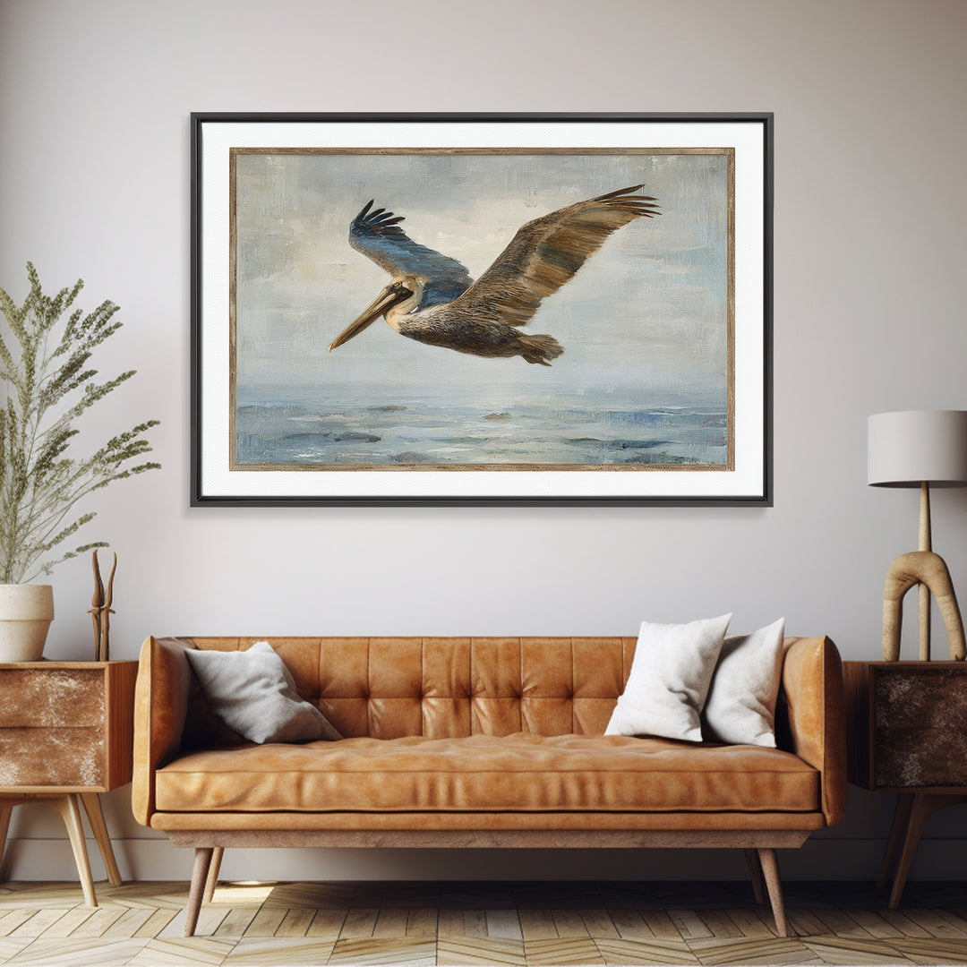 Pelican Diving Toward Fish Near Surface Canvas Print, Marine Life Art, Nautical Decor, Living Room Decor, Fine Art, Marine, MLA-3x2-51