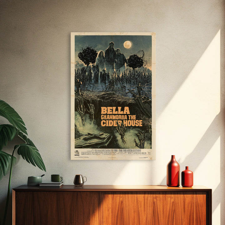 Three Graves Under The Cider House, Italian Horror Film Poster, Retro Gothic Cinema Art, Vintage Halloween Wall Art, Framed Canvas Print