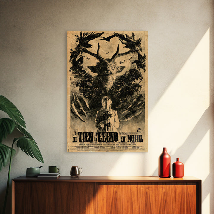 The Devil Wears Our Mother's Voice, Italian Horror Film Poster, Retro Gothic Cinema Art, Vintage Halloween Wall Art, Framed Canvas Print